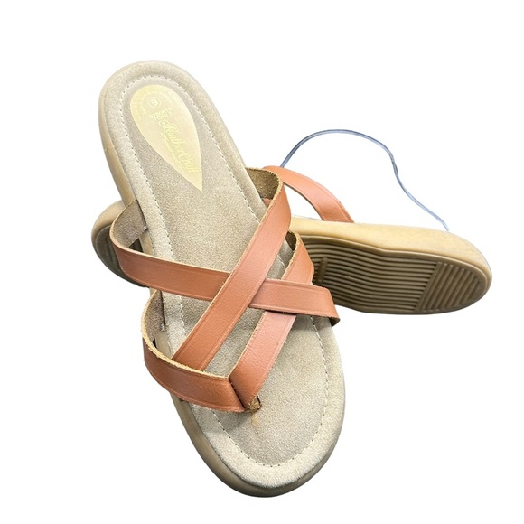 Leather Craft Women’s Toni Slides Brown Size 9 - Picture 1 of 14